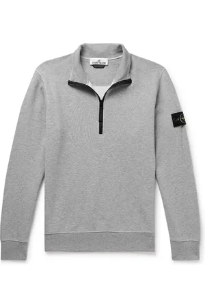 Stone Island Logo-Appliqu??d Garment-Dyed Cotton-Jersey Half-Zip Sweatshirt - Men - - S