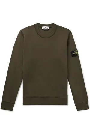 Stone Island Logo-Appliqu??d Garment-Dyed Organic Cotton-Jersey Sweatshirt - Men - - L