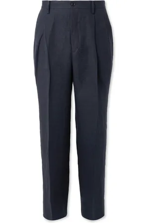 Kaptain Sunshine Shoecut Slacks Straight-Leg Pleated Linen and Silk-Blend Suit Trousers - Men - - UK/US 30