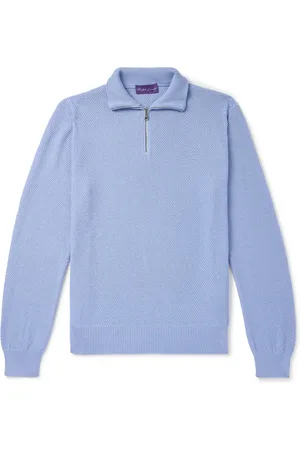 Ralph Lauren Mulberry Silk and Cotton-Blend Half-Zip Sweater - Men - - S