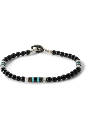 Mikia Sterling Silver Multi-Stone Beaded Bracelet - Men - - L