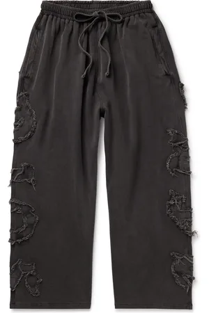 Acne Studios Prowser Wide-Leg Distressed Appliqu??d Cotton-Jersey Sweatpants - Men - - S