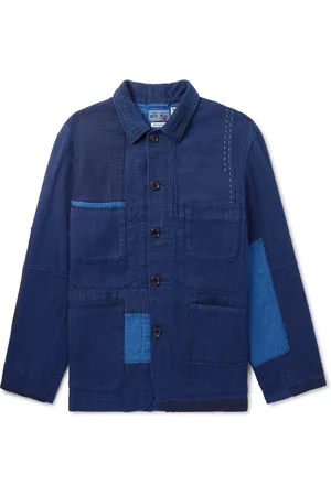 BLUE BLUE JAPAN Patchwork Indigo-Dyed Sashiko Cotton and Linen Overshirt - Men - - S