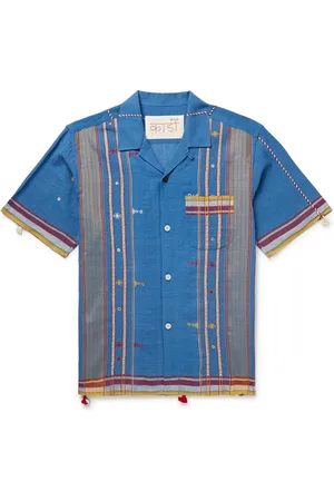 Kardo Ayo Convertible-Collar Embelished Embroidered Cotton Shirt - Men - - M