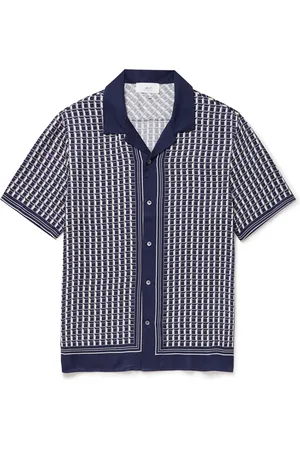 Mr P. Camp-Collar Printed Satin-Twill Shirt - Men - - M