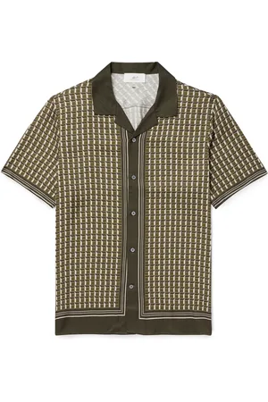 Mr P. Camp-Collar Printed Satin-Twill Shirt - Men - - S