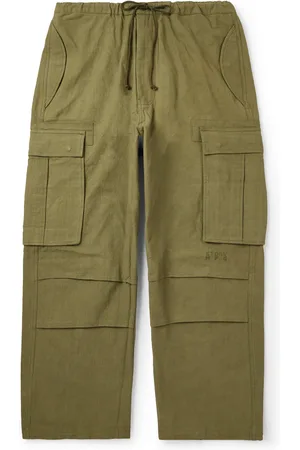 Story Peace Wide-Leg Slub Organic Cotton Drawstring Cargo Trousers - Men - - M