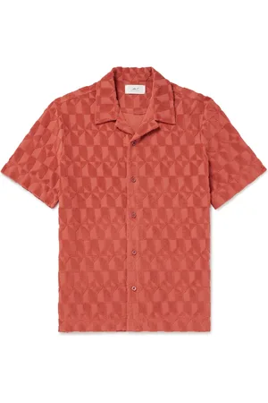 Mr P. Camp-Collar Organic Cotton-Terry Jacquard Shirt - Men - - XS