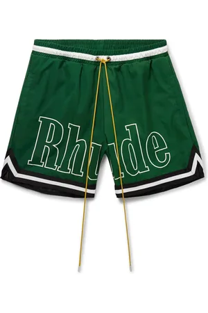 Rhude Straight-Leg Mid-Length Logo-Print Striped Swim Shorts - Men - - S