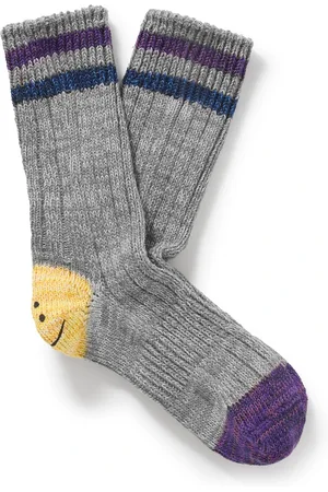 KAPITAL Intarsia Cotton and Hemp-Blend Socks - Men