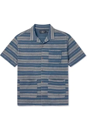 Ralph Lauren Jasper Convertible-Collar Indigo-Dyed Striped Cotton Shirt - Men - - S
