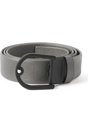 Montblanc 3.5cm Horseshoe Textured-Leather Belt - Men