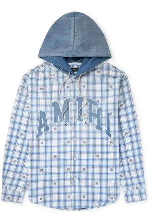 AMIRI Denim-Trimmed Logo-Appliqu??d Checked Cotton-Flannel Hooded Overshirt - Men - - S/M