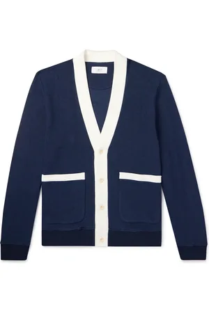Mr P. Clubhouse Two-Tone Cotton-Blend Jersey Cardigan - Men - - L