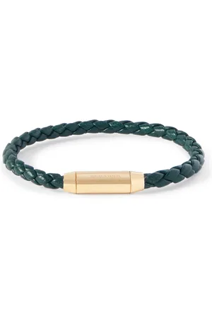 Bottega Veneta Intrecciato Leather and Gold-Plated Bracelet - Men - - M