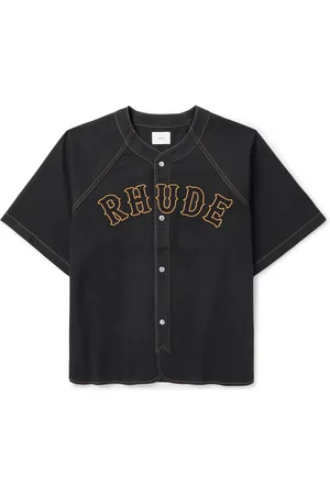 Rhude Logo-Embroidered Denim Baseball Shirt - Men - - S