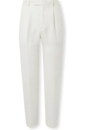 Ermenegildo Zegna Straight-Leg Pleated Linen-Twill Trousers - Men - - IT 58