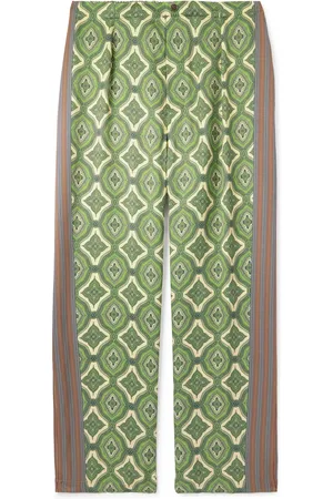 Etro Harlequin Straight-Leg Pleated Striped Paisley-Print Satin-Twill Suit Trousers - Men - - M