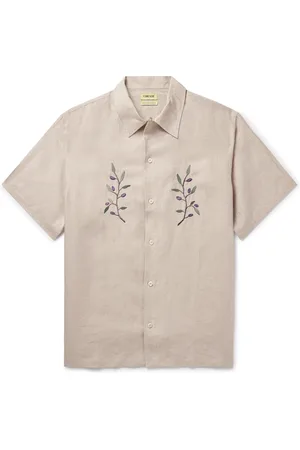 De Bonne Facture Convertible-Collar Embroidered Linen Shirt - Men - - XL