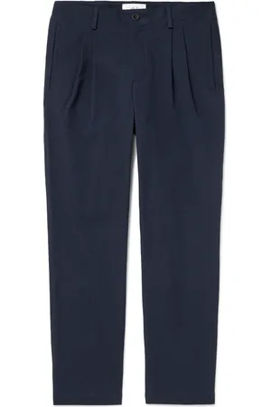 Mr P. Steve Straight-Leg Pleated Organic Cotton-Blend Seersucker Trousers - Men - - 30