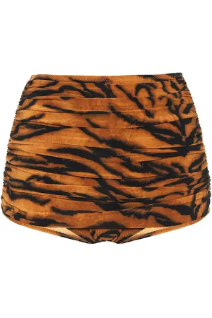 Norma Kamali Bill tiger-print high-rise bikini bottoms