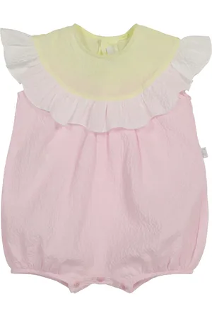 Il gufo Baby ruffled cotton playsuit