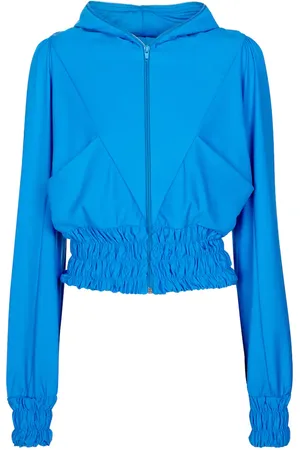 Marine Serre Smocked hooded track jacket