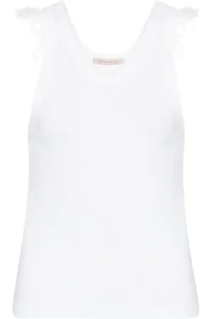 Christopher Kane Feather trimmed cotton-jersey tank top