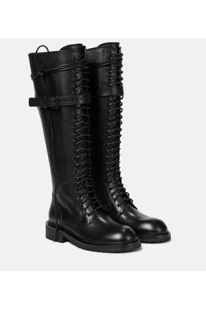 ANN DEMEULEMEESTER Women Lace-up Boots - Lace-up leather knee-high boots