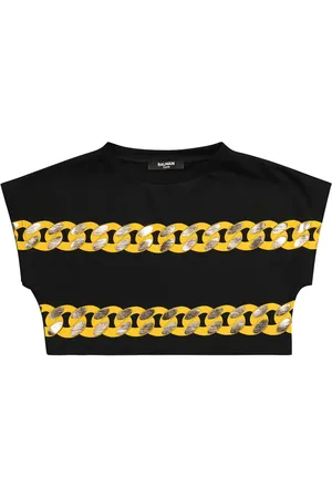Balmain Printed cropped cotton T-shirt