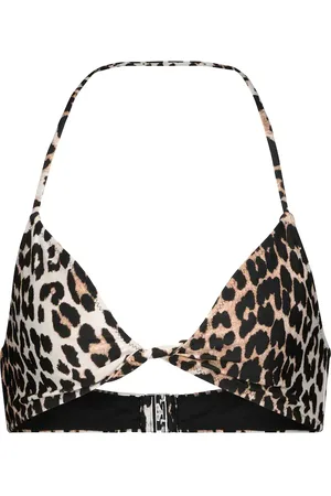 Ganni Leopard-print triangle bikini top