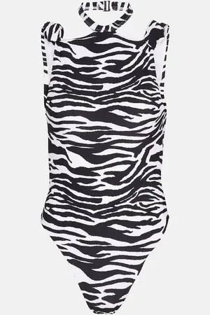 The Attico Halterneck zebra-print swimsuit