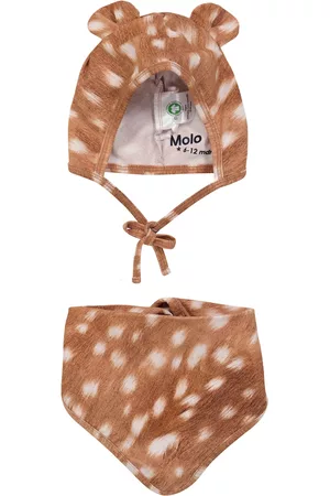 Molo Baby fawn-print stretch-cotton hat and bib set
