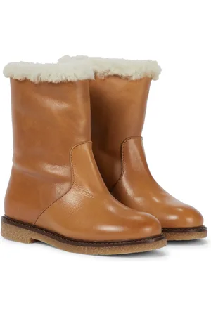 BONPOINT Shearling-trimmed leather boots