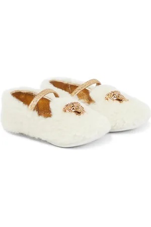 VERSACE Baby Medusa shearling ballet flats