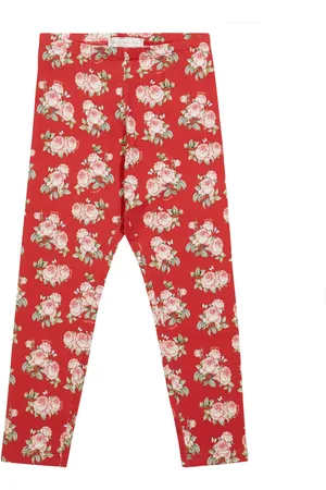 MONNALISA Rose-printed cotton leggings