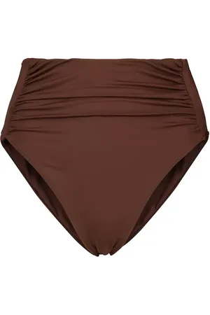 Self-Portrait Ruched high-rise bikini bottoms