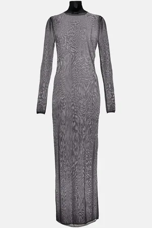 Alaïa AlaÃ¯a Sheer turtleneck jersey maxi dress