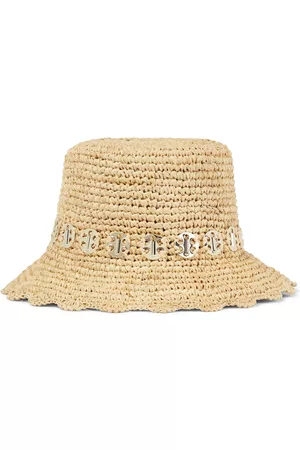 Paco rabanne Embellished raffia bucket hat