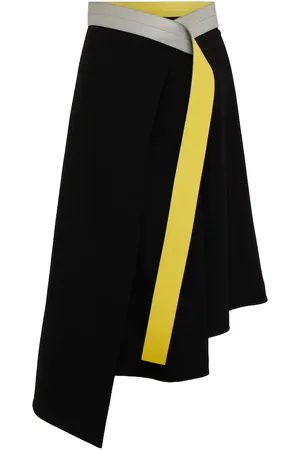 Loewe Leather-trim wool wrap midi skirt