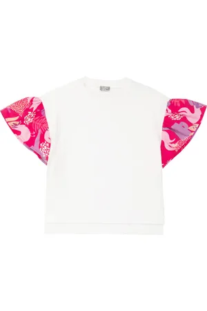 Il gufo Printed cotton crop top