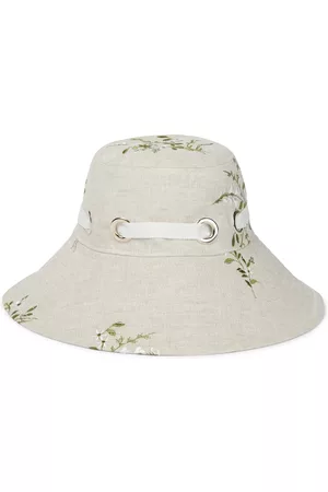 Erdem Embroidered linen-blend bucket hat