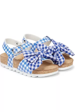 MONNALISA Sandals - Baby bow-trimmed checked sandals