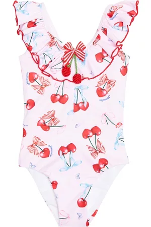 Monnalisa Baby bow-detail printed swimsuit