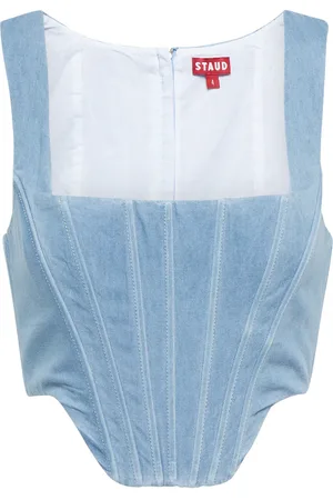 Staud Alice denim corset tank top