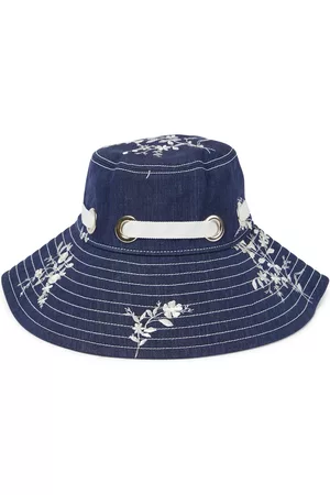 Erdem Embroidered linen-blend bucket hat
