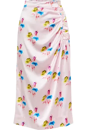 Ganni Silk-blend printed high-rise midi skirt
