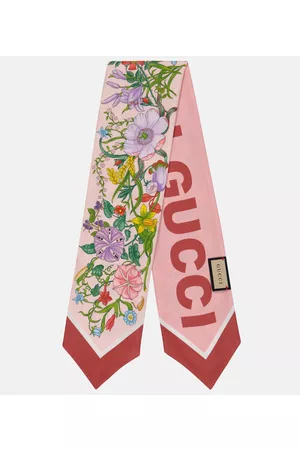 Gucci Logo floral silk scarf