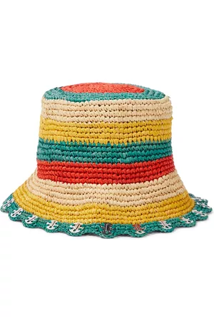 Paco rabanne Women Hats - Embellished striped raffia bucket hat