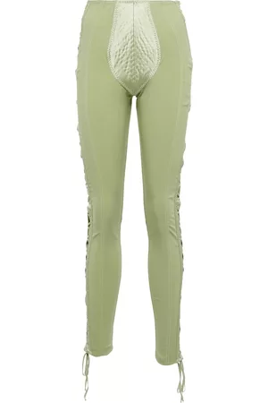 Jean Paul Gaultier Women Leggings - X Lotta Volkova Lace-up satin and mesh leggings